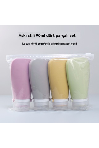Silikon Seyahat Dağıtım Şişesi Seti-90ml 4'lü Set