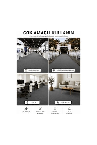 Beylini Gri Halıfleks Zemin Yer Kaplama 3 Mm Kalınlığında Rip Halı Duvardan Duvara Halıflex Organizasyon Davet