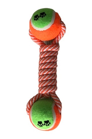 İki Tenis Toplu Köpek Diş İpi Oyuncağı 24 cm