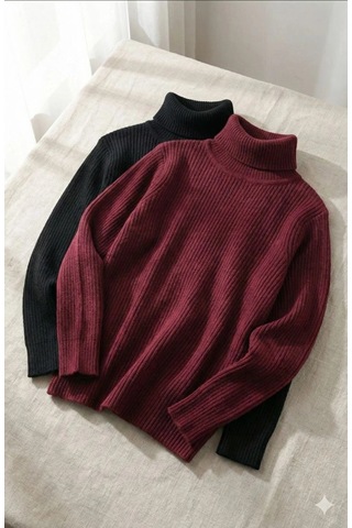 Freedom Store Erkek Kaşkorse Boğazlı Likralı Fitilli Slim Fit Body 2'li Set Siyah-bordo