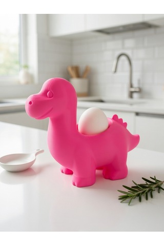 Sevimli Dinozor Yumurta Tutucu Dekoratif Mutfak Aksesuarı Kahvaltılık Stand Hediyelik Pembe