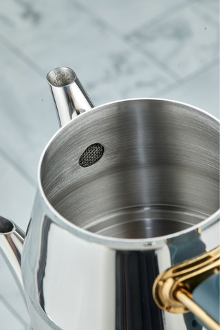 Everest 18/10 Paslanmaz Çelik Orta Boy Çaydanlık 0,75 L Demlik 1,75 L Alt Hazne Yeşil