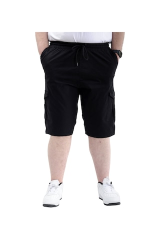 Mode Xl Büyük Beden Erkek Kapri Kargo Cepli Beli Bağlamalı Valencıa 21404 Siyah Siyah