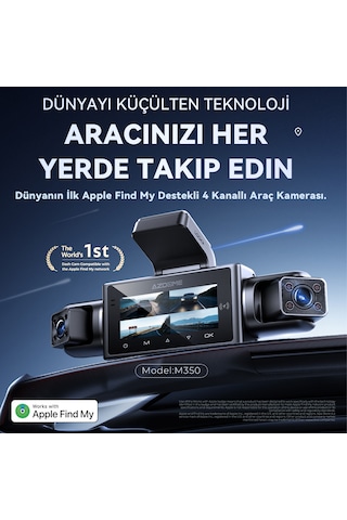 Azdome M350 4 Kameralı Akıllı Araç Kamerası Apple Find My