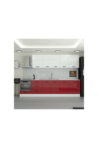 300 Cm Mutfak Dolabı Mdf Kapak Tezgah Dahil Yrkn315 101 Kırmızı