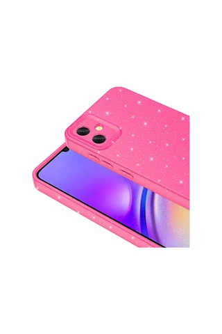 Zore Galaxy Uyumlu A05 Kılıf Kamera Korumalı Simli Lüks Koton Kapak - Pembe Koyu Pembe Koyu