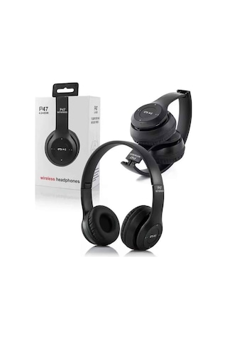 Bluetooth Kablosuz Kulaklık Siyah Wireless 5.0 Kulak Üstü Uzun Pil Ömrü