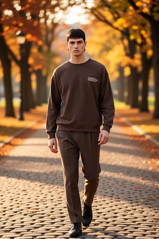 Benerly Erkek Bisiklet Yaka Düşük Kol Uzun Kol Sweatshirt Fonksiyonel Day Kahverengi