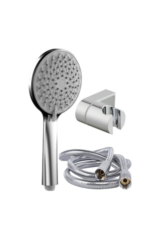 Kustar Nilüfer 3 In 1 5 Fonksiyonlu Banyo Duş Başlığı Seti L Mafsal Ve 1,5 Metre Örgülü Hortum Seti Gri