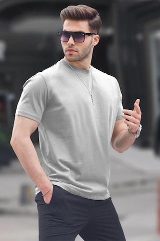 Madmext Boyalı Gri Regular Fit Basic Erkek Tişört 6131 Gri