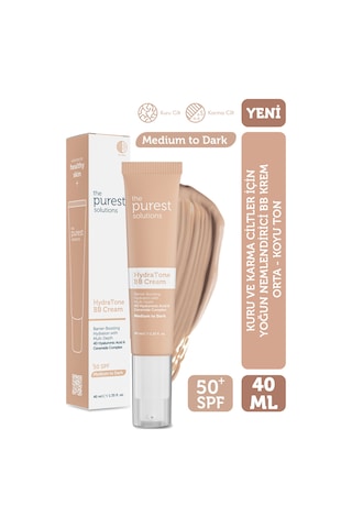 The Purest Solutions Kuru ve Karma Ciltler İçin Yoğun Nemlendirici BB Krem, SPF 50 + 40 ml – Orta / Koyu Ton