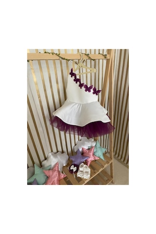 Hayy Baby Kids Wear Mor Kelebek Detaylı Beyaz Tütü Elbise Hayy Baby Kids Wear Mor Kelebek Detaylı Beyaz Tütü Elbise