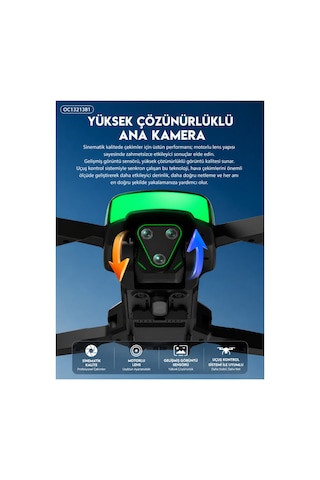 Fırçasız Motorlu Katlanabilir Kamera Drone 480p Çift Kamera, Wifi Fpv, 360 Engel Algılama, 2 Batarya Beyaz