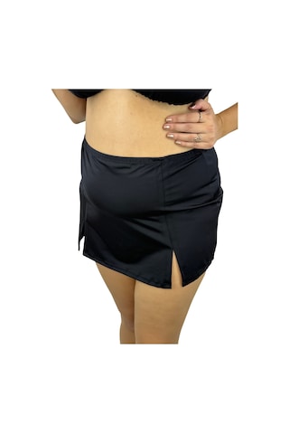 Pierre Cardin Büyük Beden Geniş Üçgen Kalın Askılı Yırtmaç Detaylı Sabit Pedli Kadın Bikini Takım Siyah