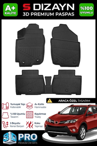 S-dizayn Toyota Rav4 3d Pro Havuzlu Paspas 2013-2018 A+ Kalite