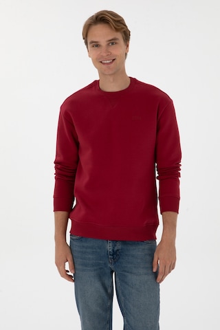 U.S. Polo Assn. Erkek Comfort Fit Bisiklet Yaka Şardonlu Koyu Frambuaz Basic Sweatshirt 50313757-VR104