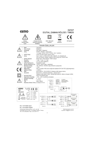 Gemo Dz307-230Vac Dijital Zaman Rölesi Timer