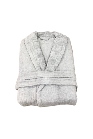 Royam Redline %100 Pamuklu Kısmi Kadife Tekli Bornoz Gri