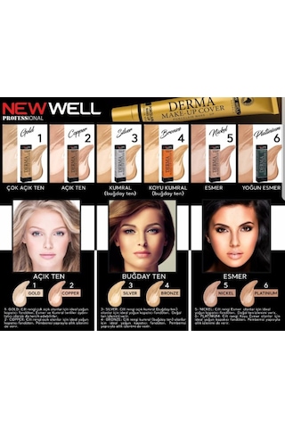 New Well Derma Make Up Cover Porselen Kapatıcı Fond.Nickel 30 ML