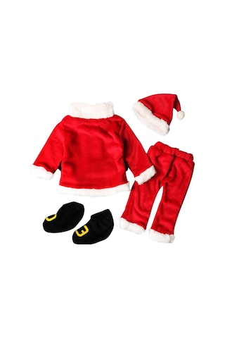 Noel Noel Baba Cosplay Kostümleri Bebek Erkek Kız 4 Adet Kıyafetler Giysileri 0-24 Ay İçin