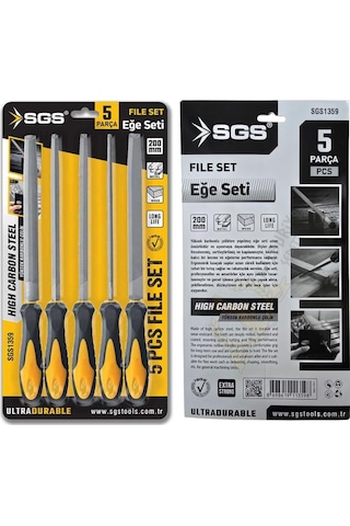 Sgs Saplı Büyük Eğe Seti Ahşap Ve Metal 200 Mm. - 5 Farklı Parça