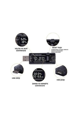 Hubstein Led Ekranlı Usb Voltmetre Ampermetre Usb Şarj Kapasitesi