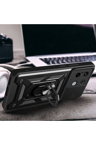 Xiaomi Redmi Note 13 Pro 5g Kılıf Kamera Koruma Sürgülü Antishock Magnetic Yüzüklü Standlı Kapak