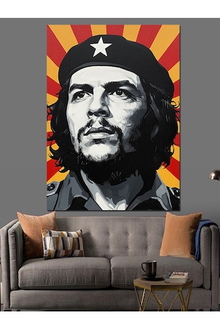 Che Guevara Popart Portre Dekoratif Kanvas - Mdf Ahşap Tablo