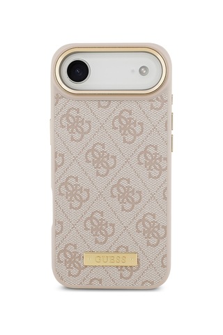 Apple Uyumlu iPhone 17 Air Kılıf Guess Lisanslı M-safeli 4g Desenli Pu Metal Plaka Klasik Logolu Pembe Pembe