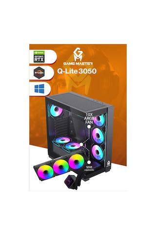 Game Master Qlite 3050 R5 5600 16 GB 512 GB M2 SSD RTX3050 Free Dos Masaüstü Bilgisayar