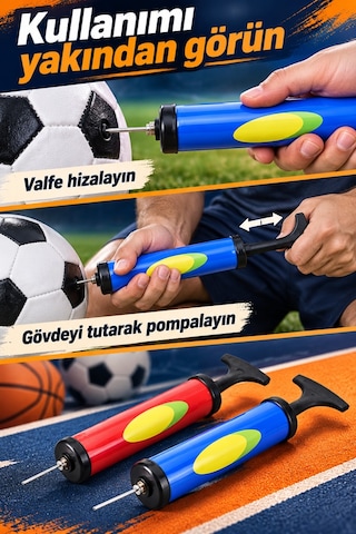 Mucit Home Premium Portatif Şişirme El Pompası Bisiklet Ve Top Hava Şişirme Aparatı