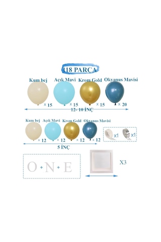 Okyanus Temalı 1 Yaş Doğum Günü Set 118 Parça One Kutu Ve Lateks Balon Set