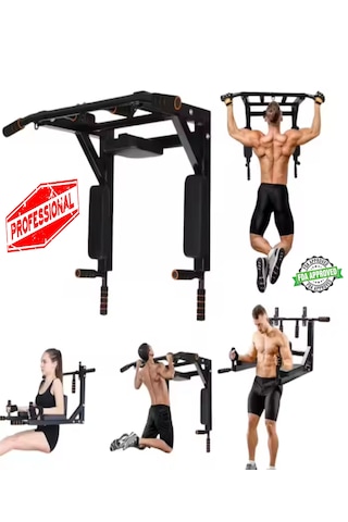 3in1 Büyük Duvara Monte Duvar Barfiks Dips Pull-up Biceps Spor E