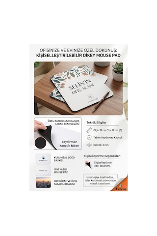 Kişiye/firmalara Özel Tasarlanabilir Dikdörtgen Mouse Pad 23 19 Cm