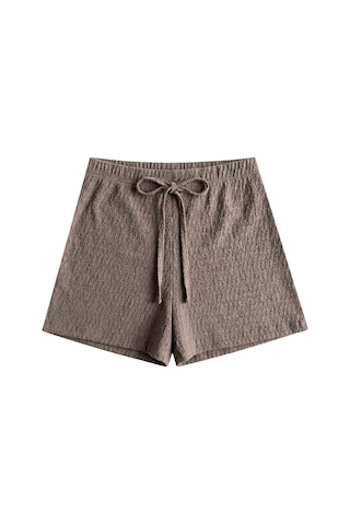 Cottonhıll Premium - Tide Collection Vizon Bağcıklı Bürümcük Dokulu Rahat Kesim Kadın Şort