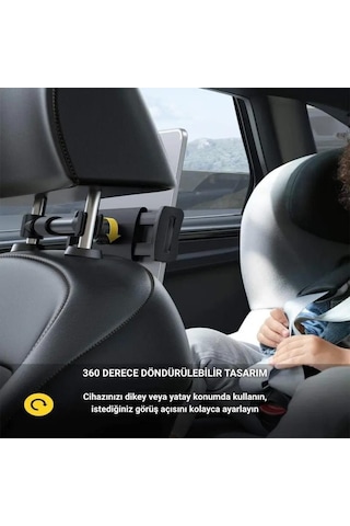 Polham 4.7 İnch Ve 12.9 İnch Uyumlu Araç Arka Koltuk İçin Telefon Ve Tablet Tutucu, 360 Derece Dönebilen Tablet Tutucu