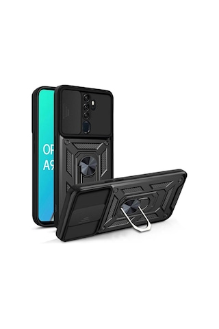 Nihcase Oppo A5 2020 Kılıf Magnetik Standlı Kamera Korumalı Slide Sürgülü Cover Kapak