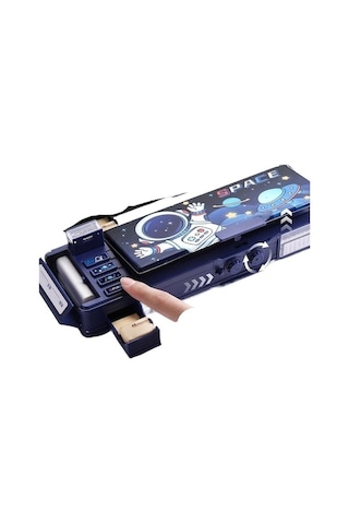 Maoyaya Çok Fonksiyonlu Şifreli Kilitli Kalem Kutusu Kırtasiye Kutusu Mavi