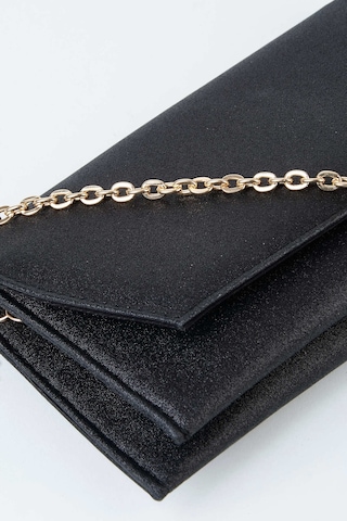 Vivaq Kadın Siyah Simli Zarf Tasarım 2 Bölmeli Mini Zincir Askılı Çıt Çıt Kapama Clutch Ve El Çantası