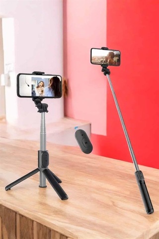 Kumandalı Tripod Telefon Tutucu Selfie Çubuğu 360 Derece Dönebilen Tkdytgss0fıavshjk9n