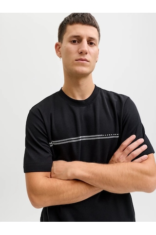 Jack & Jones Jack&jones Jcofusion Chest Brand Tee Ss Erkek T-shirt 12289936 Siyah