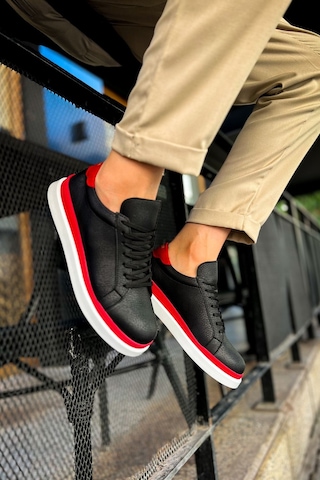 Northal Mn979 - Santoni Gbt Spor Erkek Ayakkabı Sıyah/kırmızı Siyah - Kırmızı