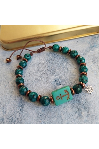 Vaoov 925 Ayar Gümüş Jade Ve Hematit Taşlı Çapa Erkek Bileklik (527590330)