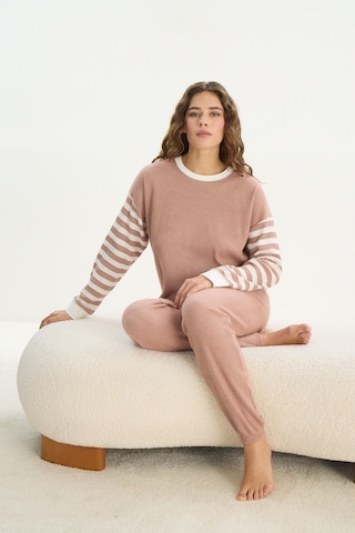 Kadın Uzun Kol Triko Gül Kurusu Pijama Takım C9t5n1o61 001