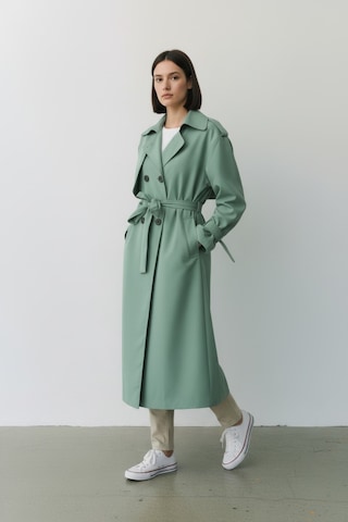 Durivya Kruvaze Yaka Oversize Trençkot Mint Yeşili
