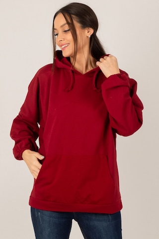 Armonika Kadın Bordo Kapüşonlu Cepli Sweatshirt Arm-21k024027