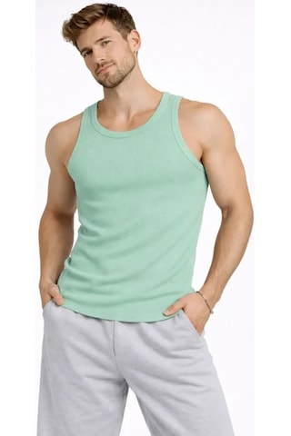 Etiler Collection Erkek Fitilli Atlet Sıfır Yaka Slim Fit Arka Baskılı Spor Atlet - Mint Yeşili