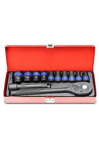 Makroyapı12 Parça Lokma Takımı 1/2 Set Lokma 6 Köşe Lokma Siyah