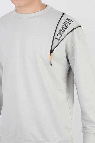 Mevsimlik Respect Baskılı 2 İplik %100 Pamuk 2 İplik Uzun Kollu Erkek Çocuk Sweatshirt-90933 Gri