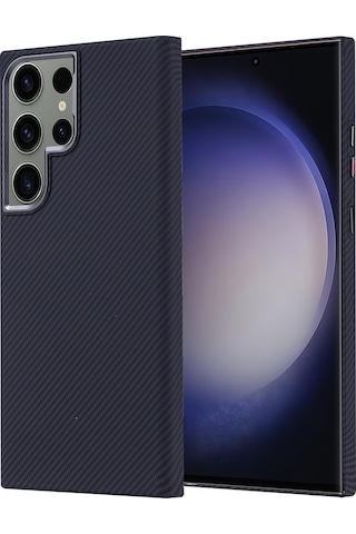 Galaxy Uyumlu S23 Ultra Kılıf Magsafe Şarj Özellikli Karbon Fiber Görünümlü Nekst K Siyah Siyah